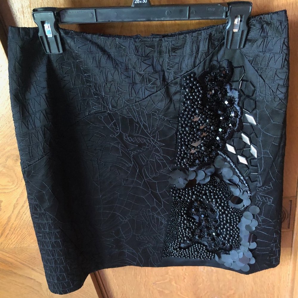 Etcetera Black Embellished Silk Skirt - Sz 8 NWOT